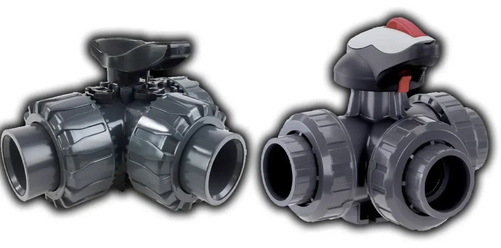 Hình ảnh van bi nhựa 3 ngã PVC tay gạt - tay vạn