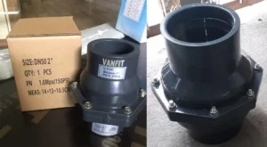 Hình ảnh van 1 chiều lá lật nhựa UPVC.