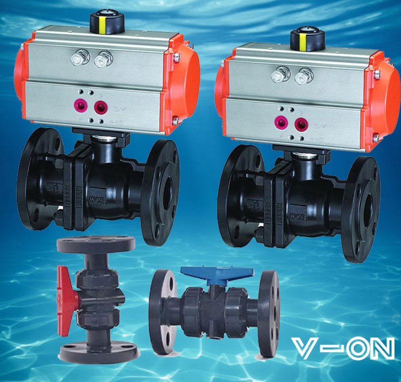 Van bi nhựa điều khiển khí nén PVC lắp bích