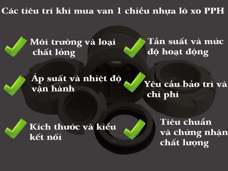 Các tiêu trí khi mua van 1 chiều nhựa lò xo PPH