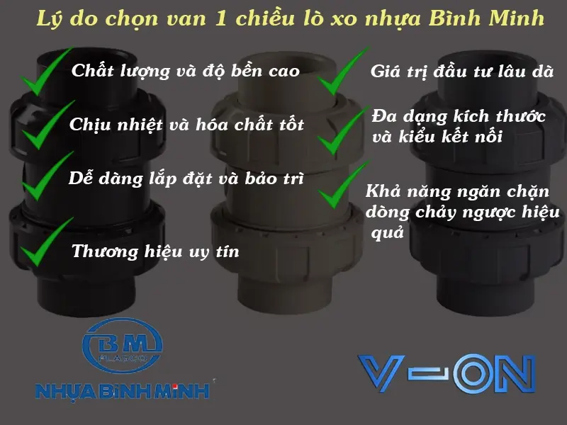 Lý do chọn van 1 chiều lò xo nhựa Bình Minh