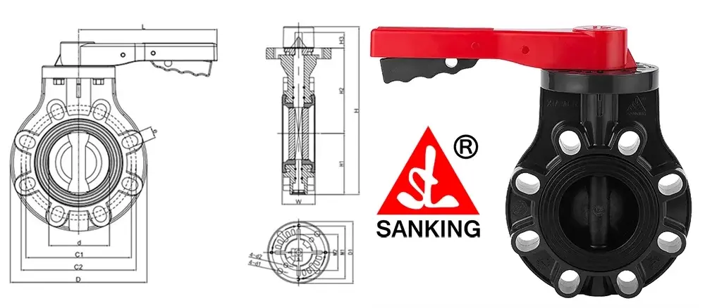 Van bướm nhựa tay gạt Sanking