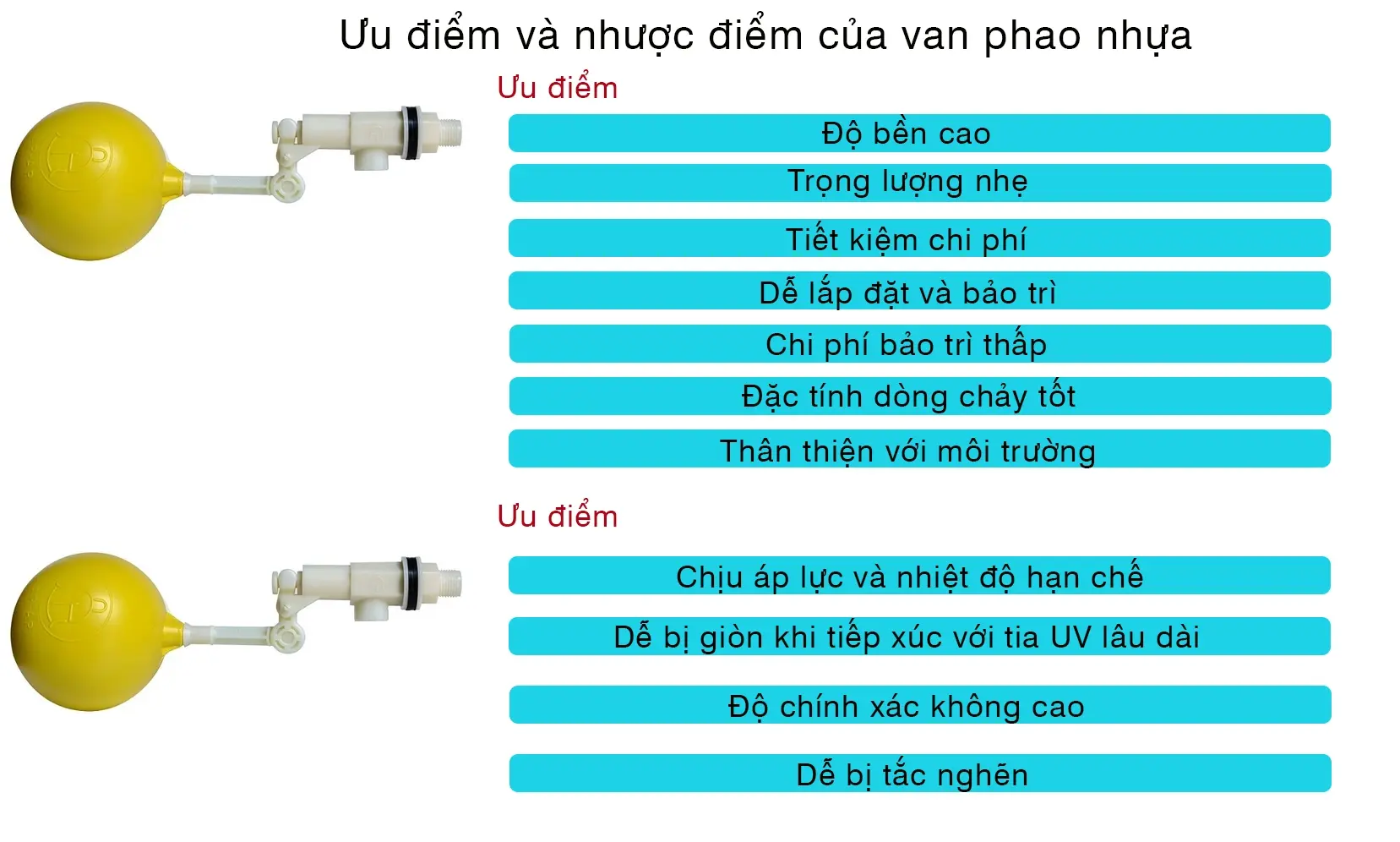 Ưu điểm và nhược điểm của van phao nhựa