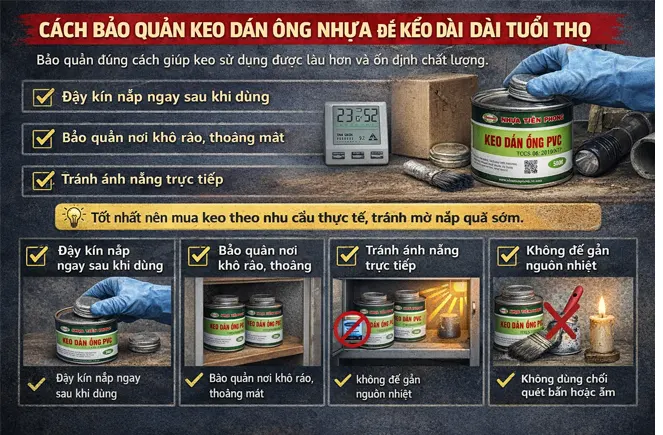 Cách bảo quản keo dán ống