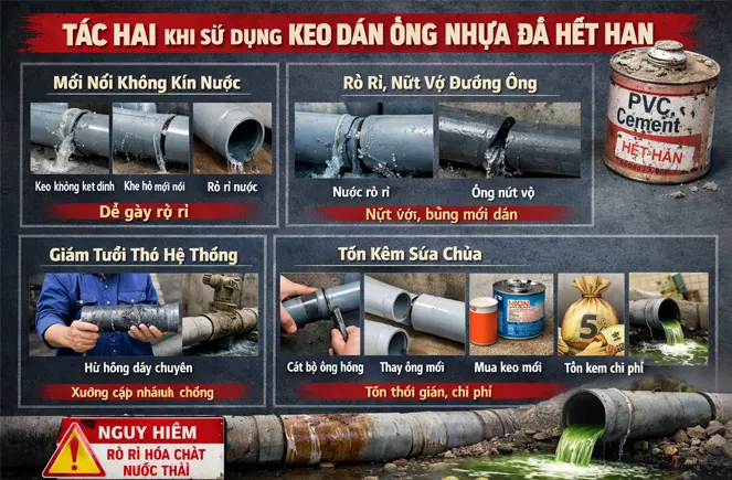 Tác hại khi sử dụng keo dán ống nhựa đã hết hạn
