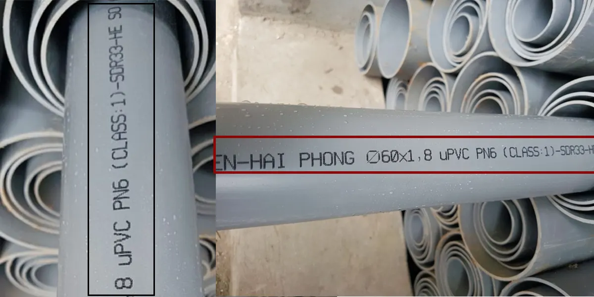 Thông số kỹ thuật trên thân ống nhựa